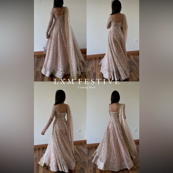 LXM OFFICIAL PAKISTANI AUTHENTIC BRIDAL MIRRORED SEQUIN DESIGNER FLARED DRESS - Picture 6 of 17